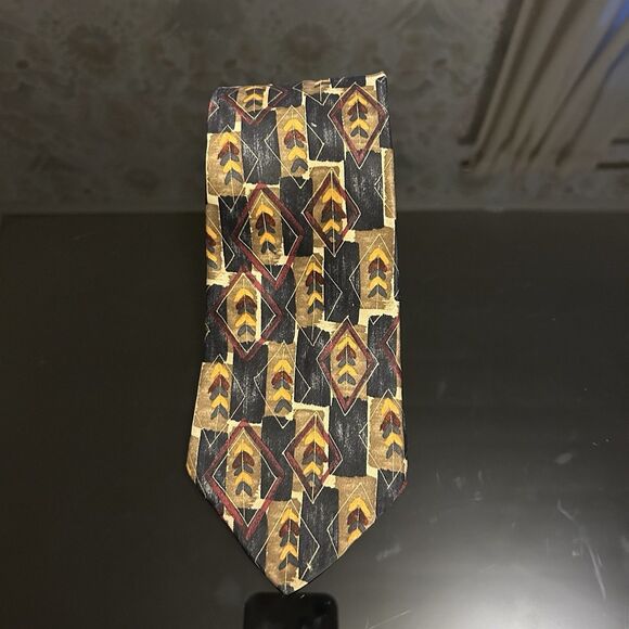 Ermenegildo Zegna Tie Retro Geometric Vintage 100% Silk 58" Made in Italy - Picture 2 of 5